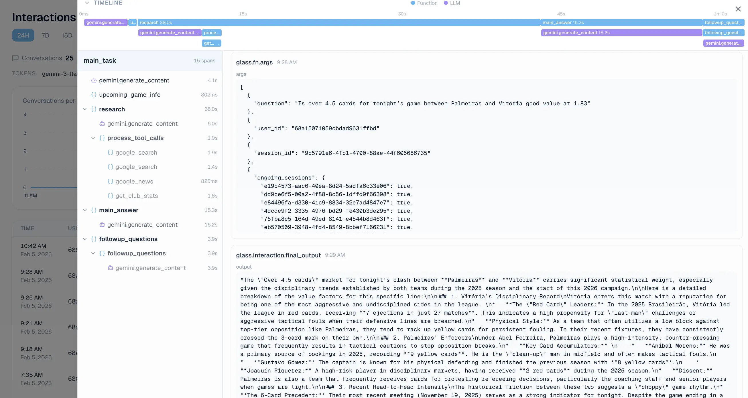 Glass dashboard interface - analytics view